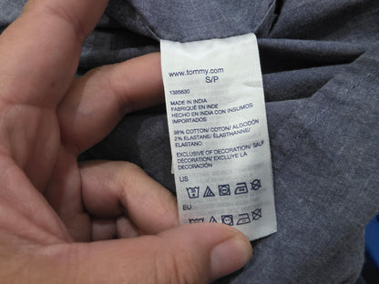 Camisa Tommy Hilfiger Chico S Azul Grisaceo Manga Corta