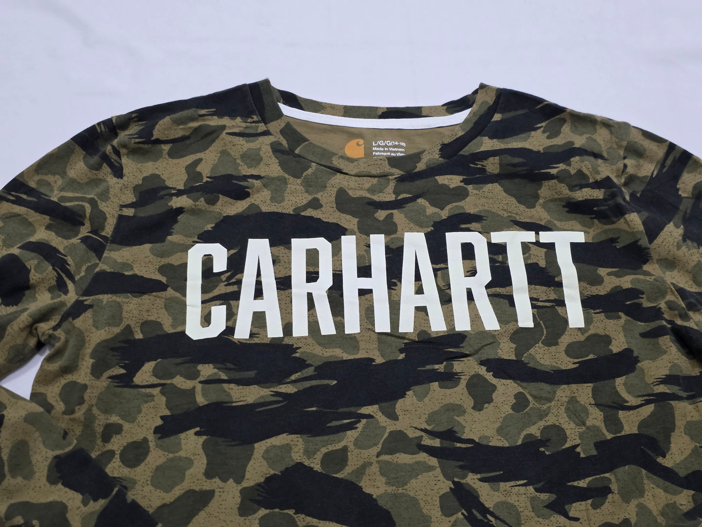 Playera Carhartt Mujer Grande L Camoflaje ,amga Larga