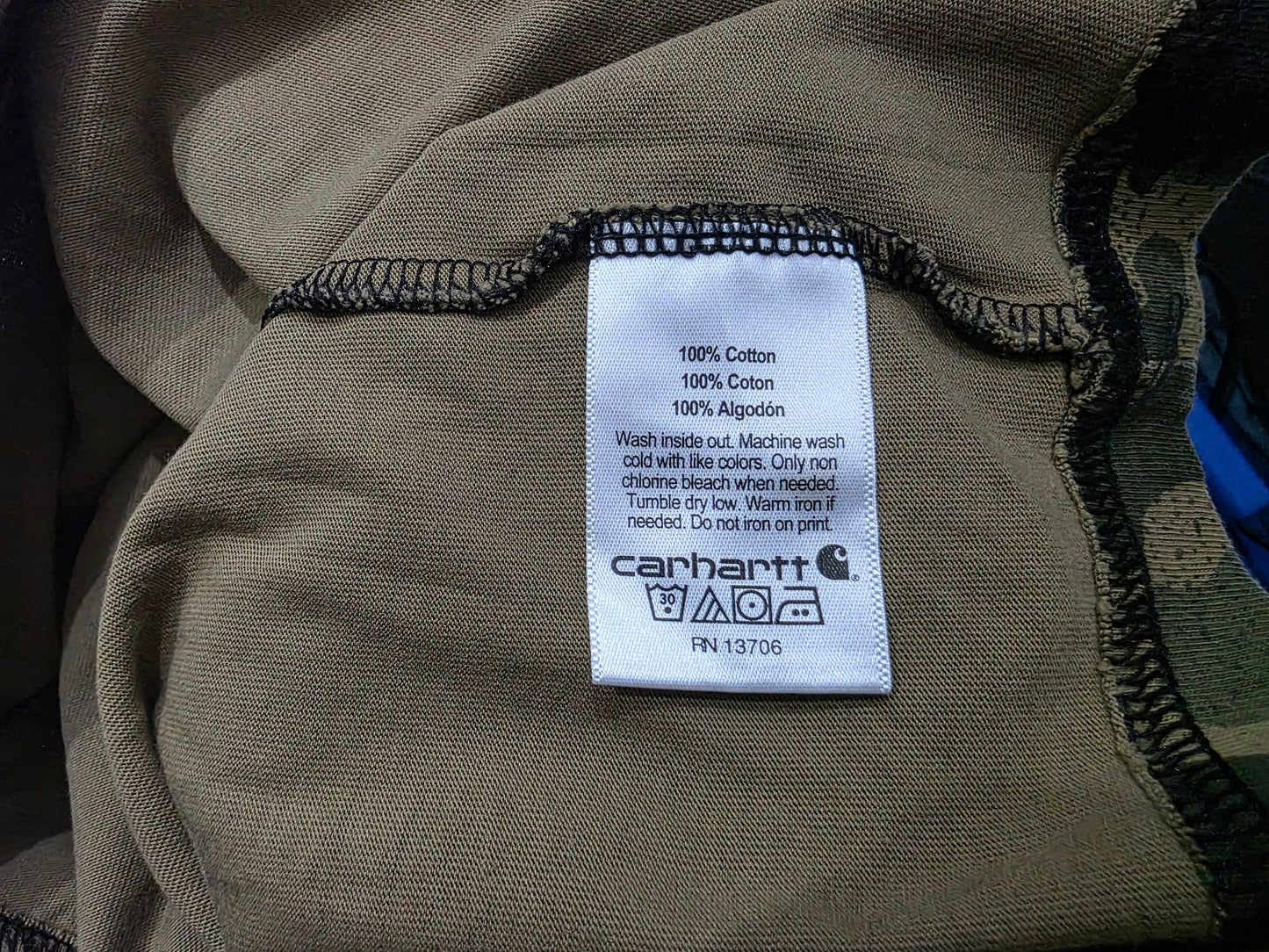 Playera Carhartt Mujer Grande L Camoflaje ,amga Larga