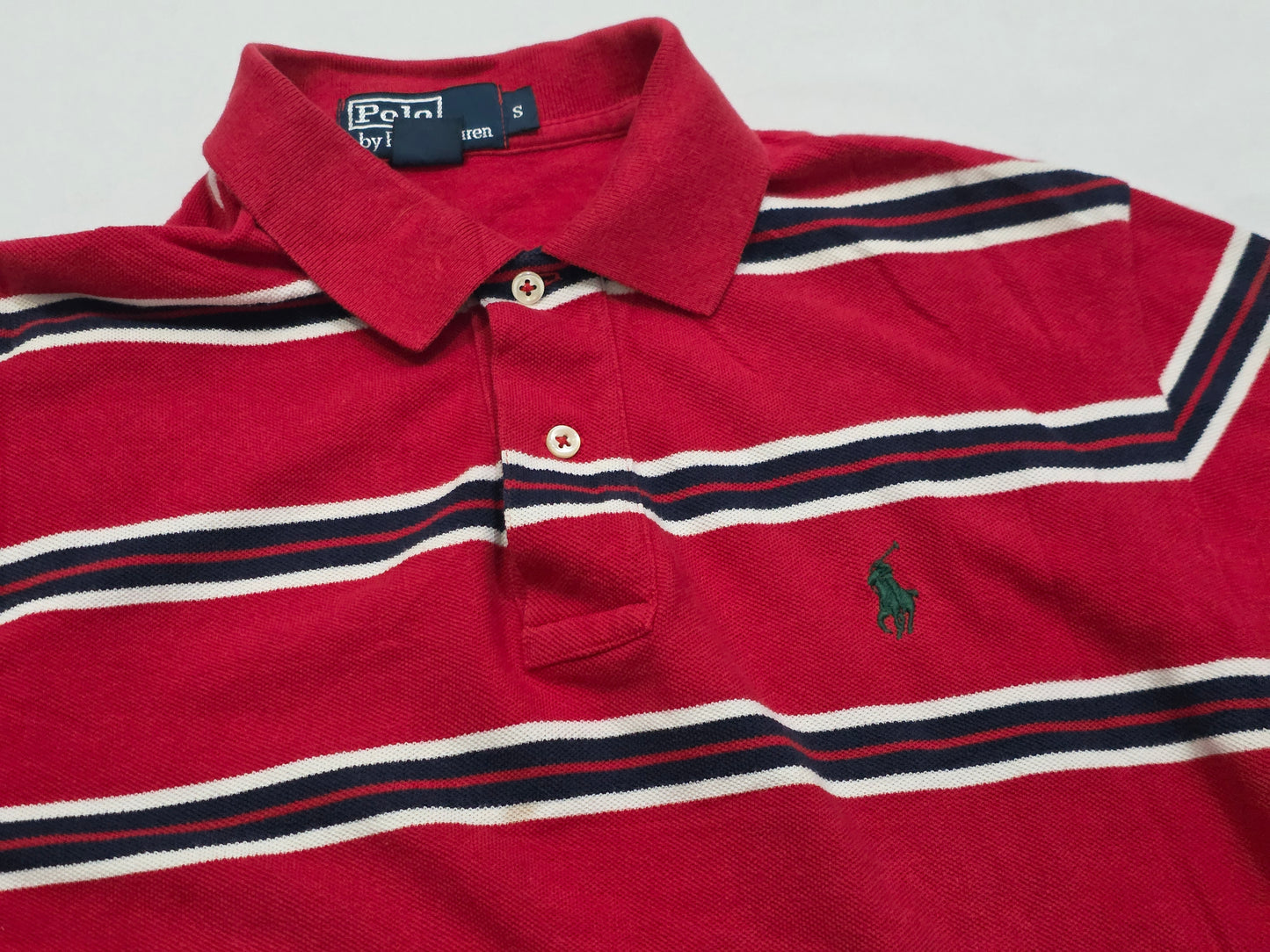 Playera Polo Ralph Lauren Chico S Rojo Lineas