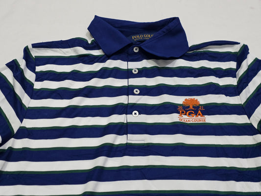 Playera Polo Ralph Lauren Golf Mediana M Azul Lineas Blancas