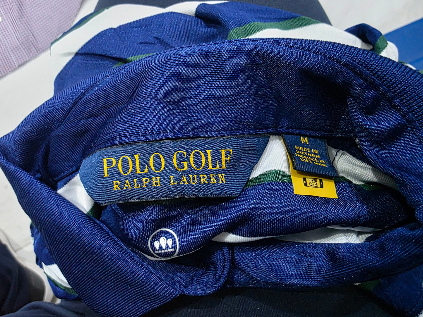 Playera Polo Ralph Lauren Golf Mediana M Azul Lineas Blancas