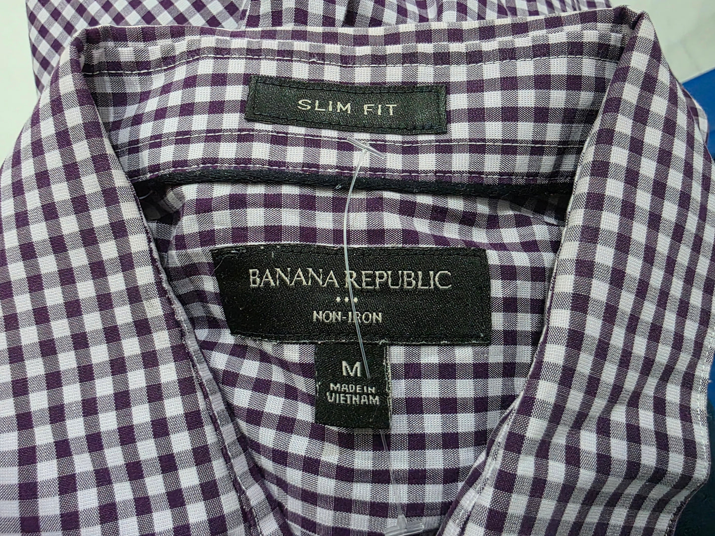 Camisa Banana Republic Mediana M Cuadro Morado Blanco