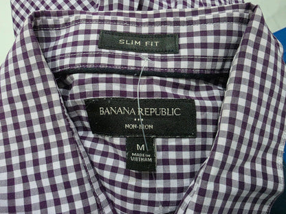 Camisa Banana Republic Mediana M Cuadro Morado Blanco