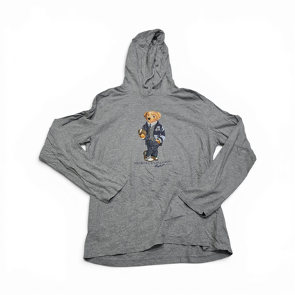 Playera Con Gorro Ralph Lauren Mediana M Gris Oso Manga Larg