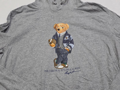 Playera Con Gorro Ralph Lauren Mediana M Gris Oso Manga Larg