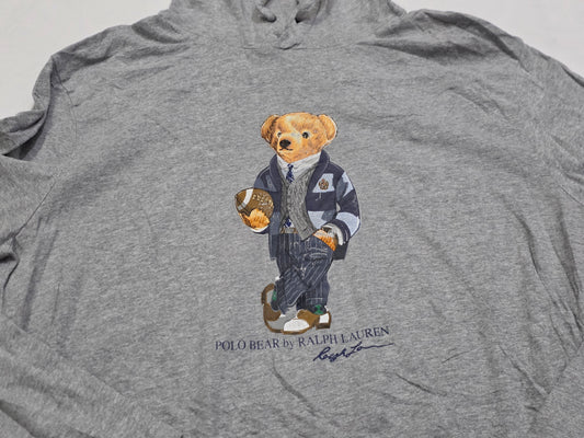 Playera Con Gorro Ralph Lauren Mediana M Gris Oso Manga Larg