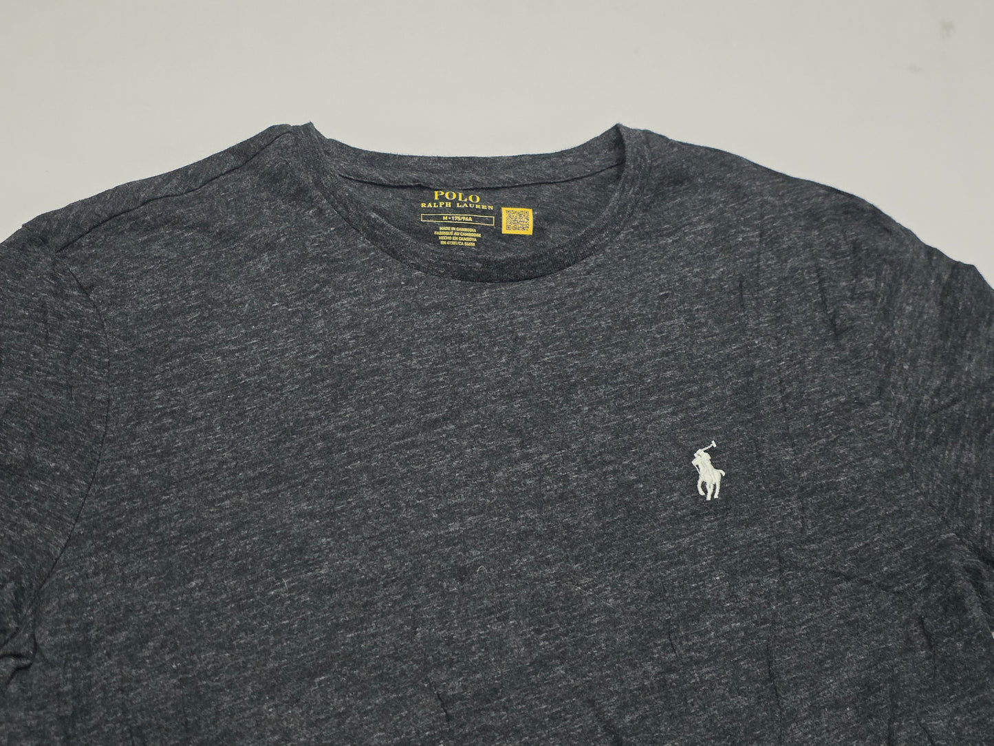 Playera Ralph Lauren Mediana M Gris Oscuro Pony Blanco