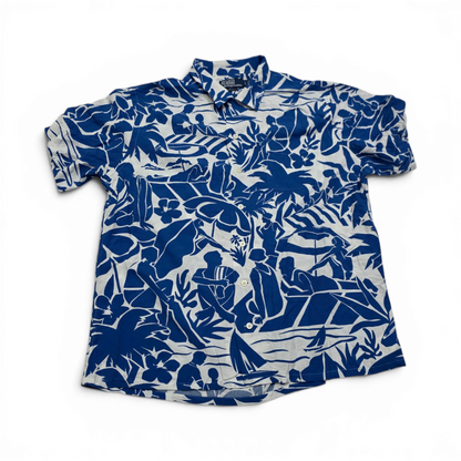 Camisa Ralph Lauren Grande L Blanca Figuras Azul Manga Corta