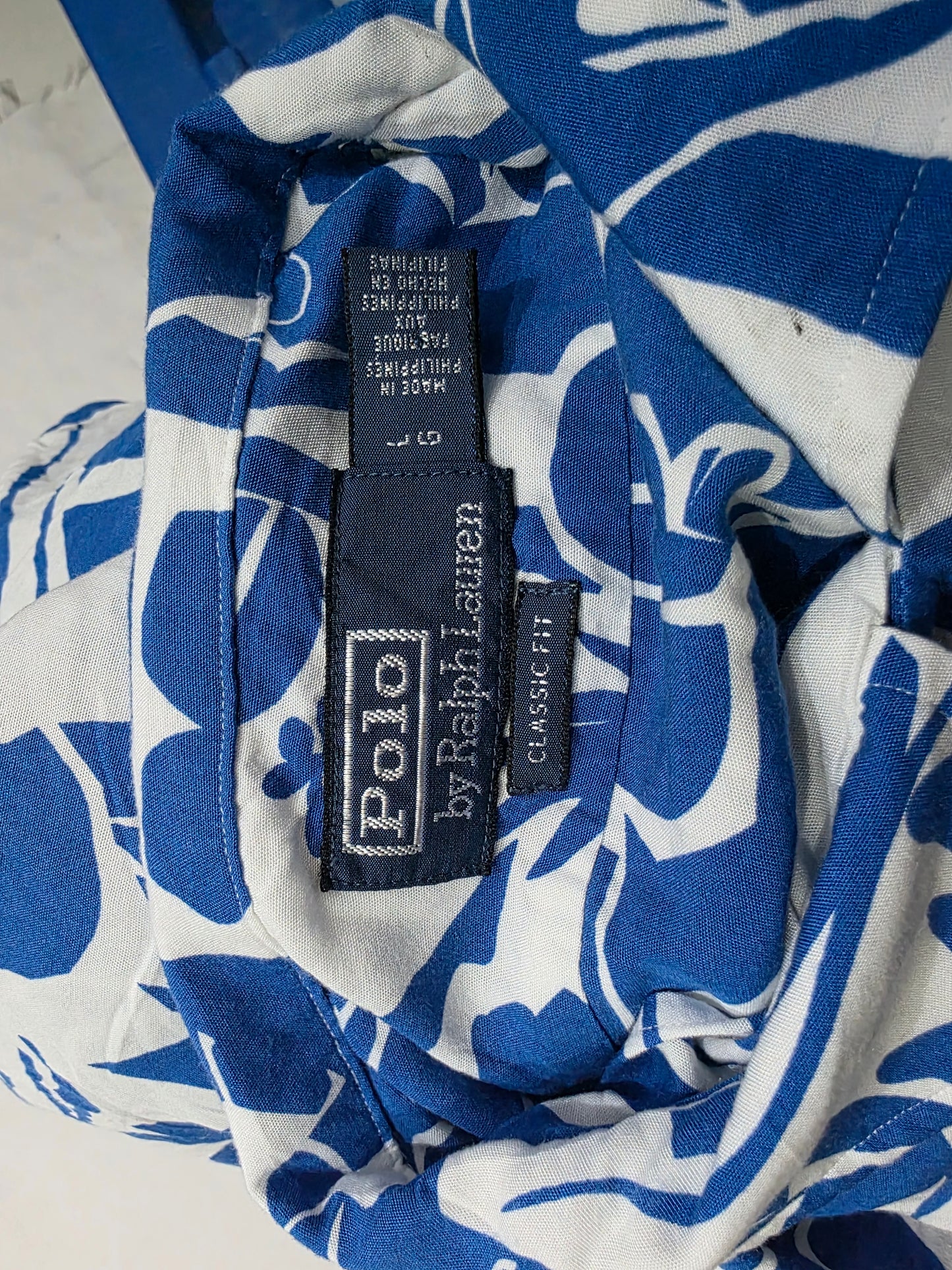 Camisa Ralph Lauren Grande L Blanca Figuras Azul Manga Corta