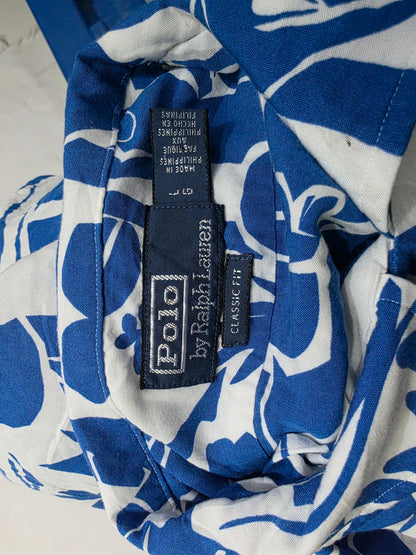 Camisa Ralph Lauren Grande L Blanca Figuras Azul Manga Corta