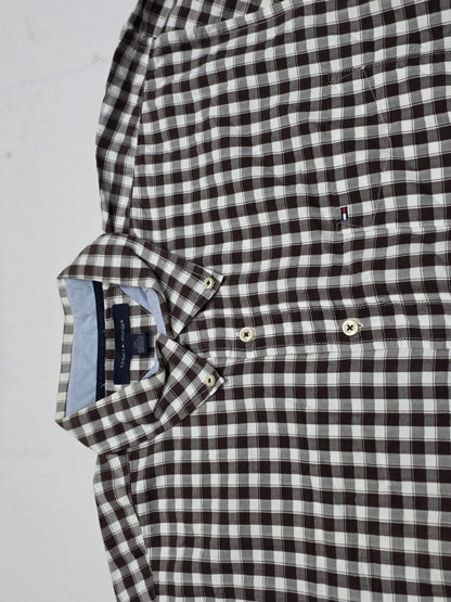 Camisa Tommy Hilfiger Grande L Cuadro Cafe