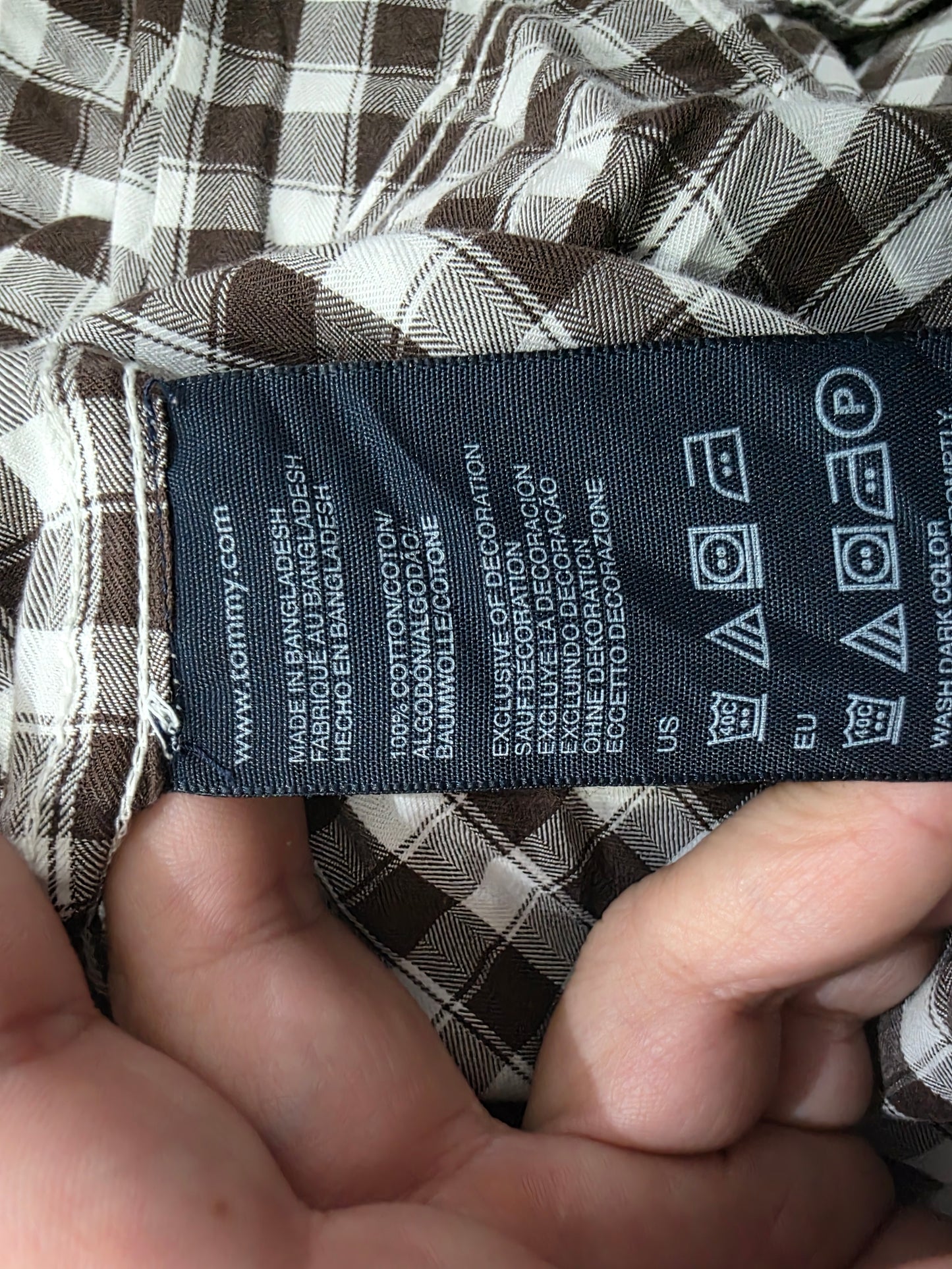 Camisa Tommy Hilfiger Grande L Cuadro Cafe