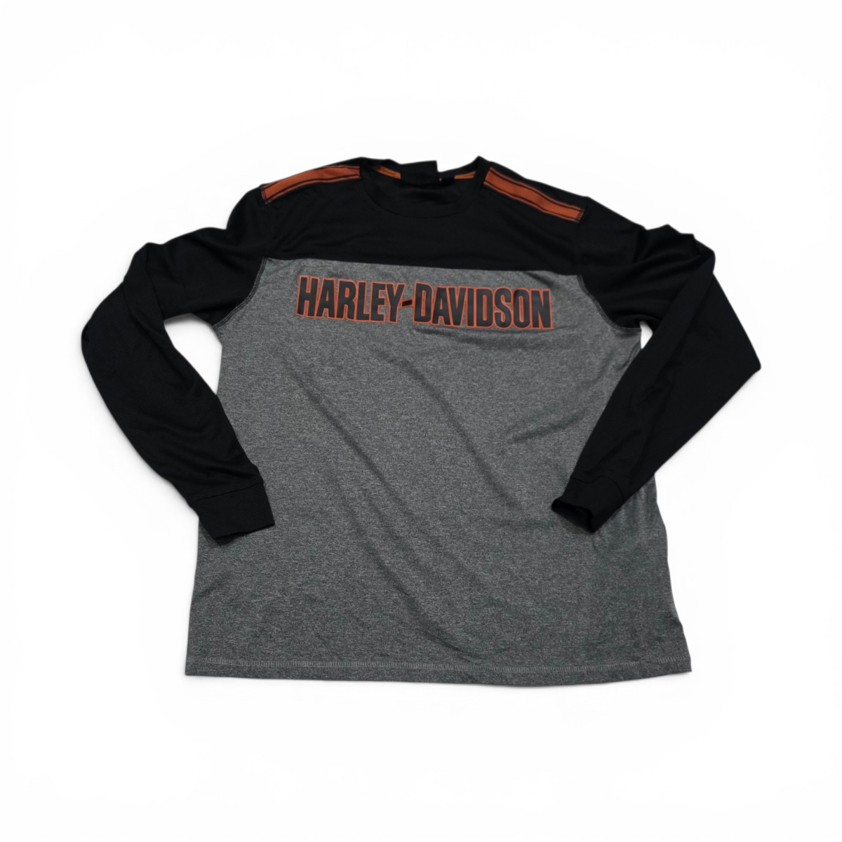 Playera Harley Davidson Grande L Gris Manga Larga