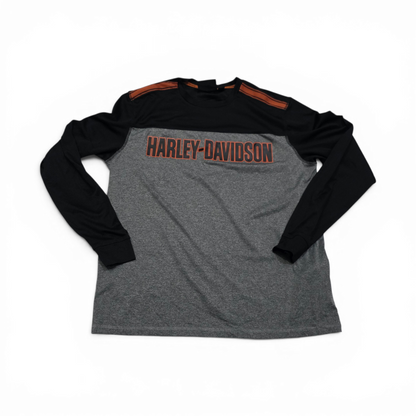 Playera Harley Davidson Grande L Gris Manga Larga