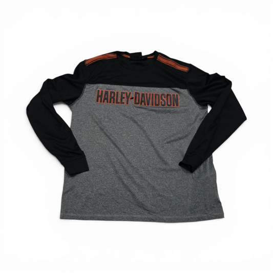 Playera Harley Davidson Grande L Gris Manga Larga