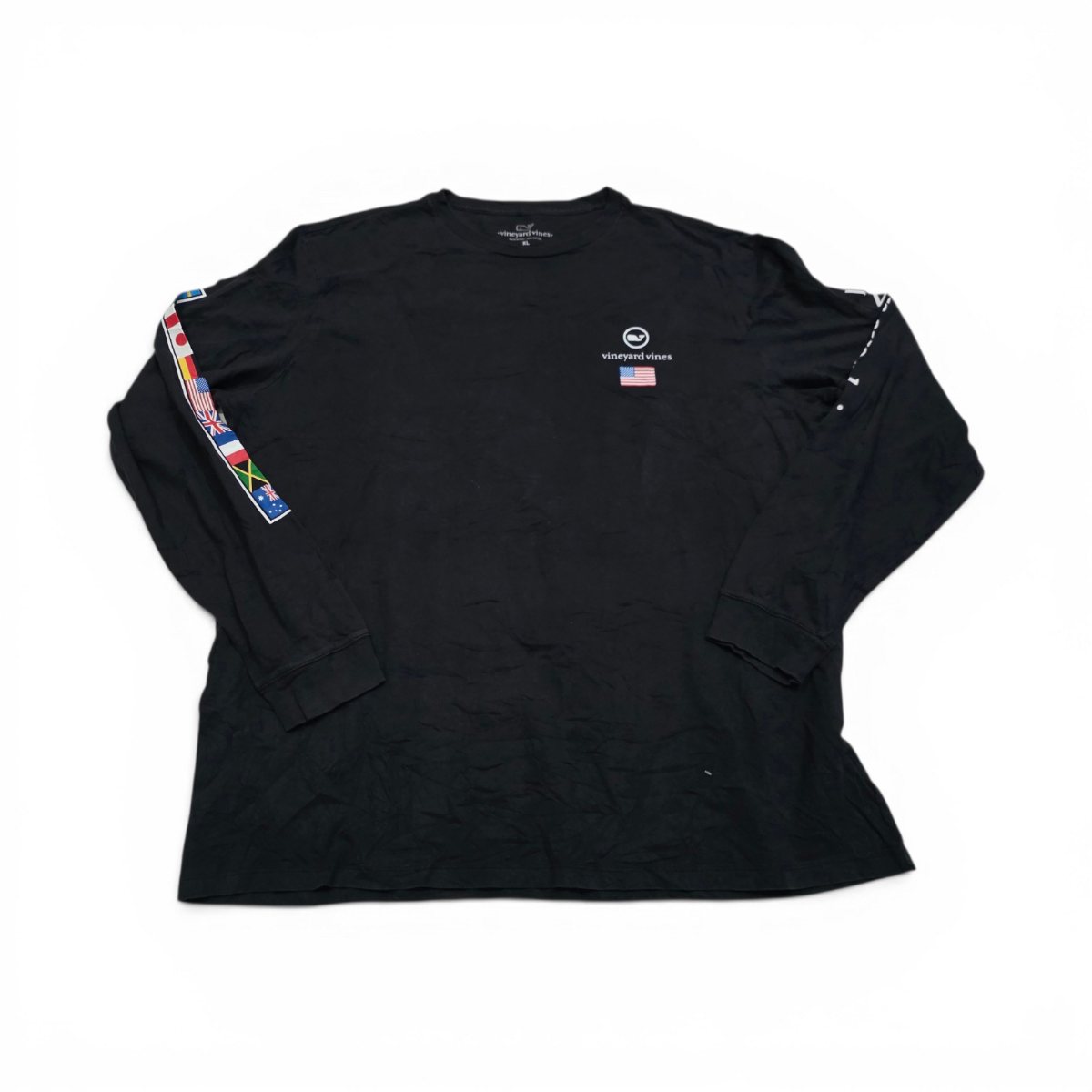 Playera Vineyard Vines Xgrande Xl Negro Bandera Manga Larga
