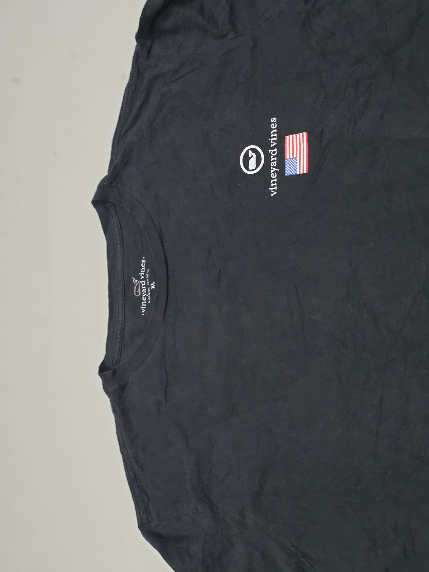 Playera Vineyard Vines Xgrande Xl Negro Bandera Manga Larga