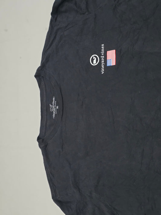 Playera Vineyard Vines Xgrande Xl Negro Bandera Manga Larga