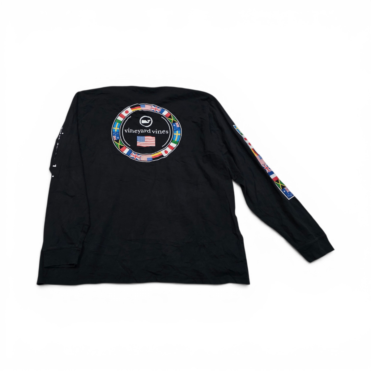 Playera Vineyard Vines Xgrande Xl Negro Bandera Manga Larga