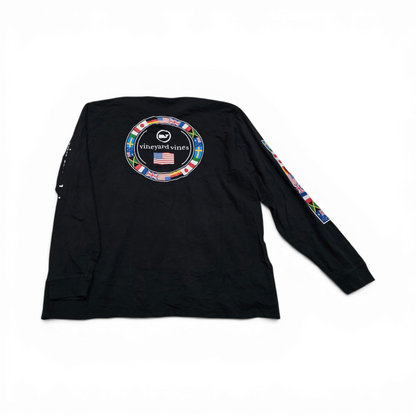 Playera Vineyard Vines Xgrande Xl Negro Bandera Manga Larga