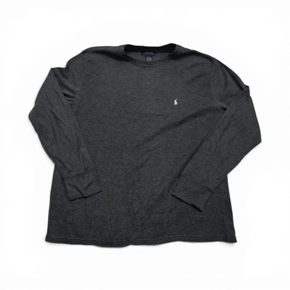 Playera Ralph Lauren Xgrande Xl Gris Pony Blanco Manga Larga