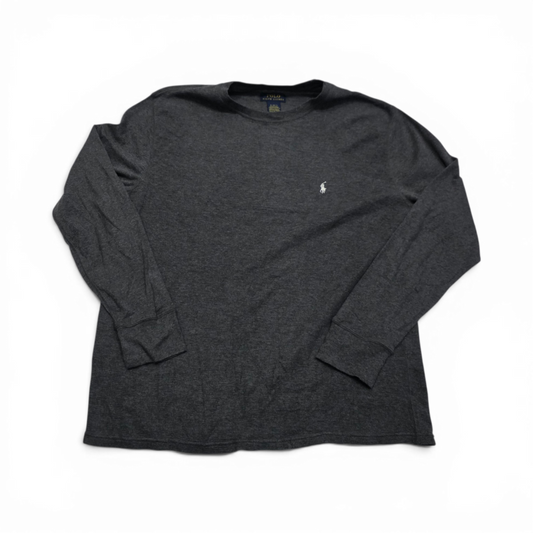 Playera Ralph Lauren Xgrande Xl Gris Pony Blanco Manga Larga