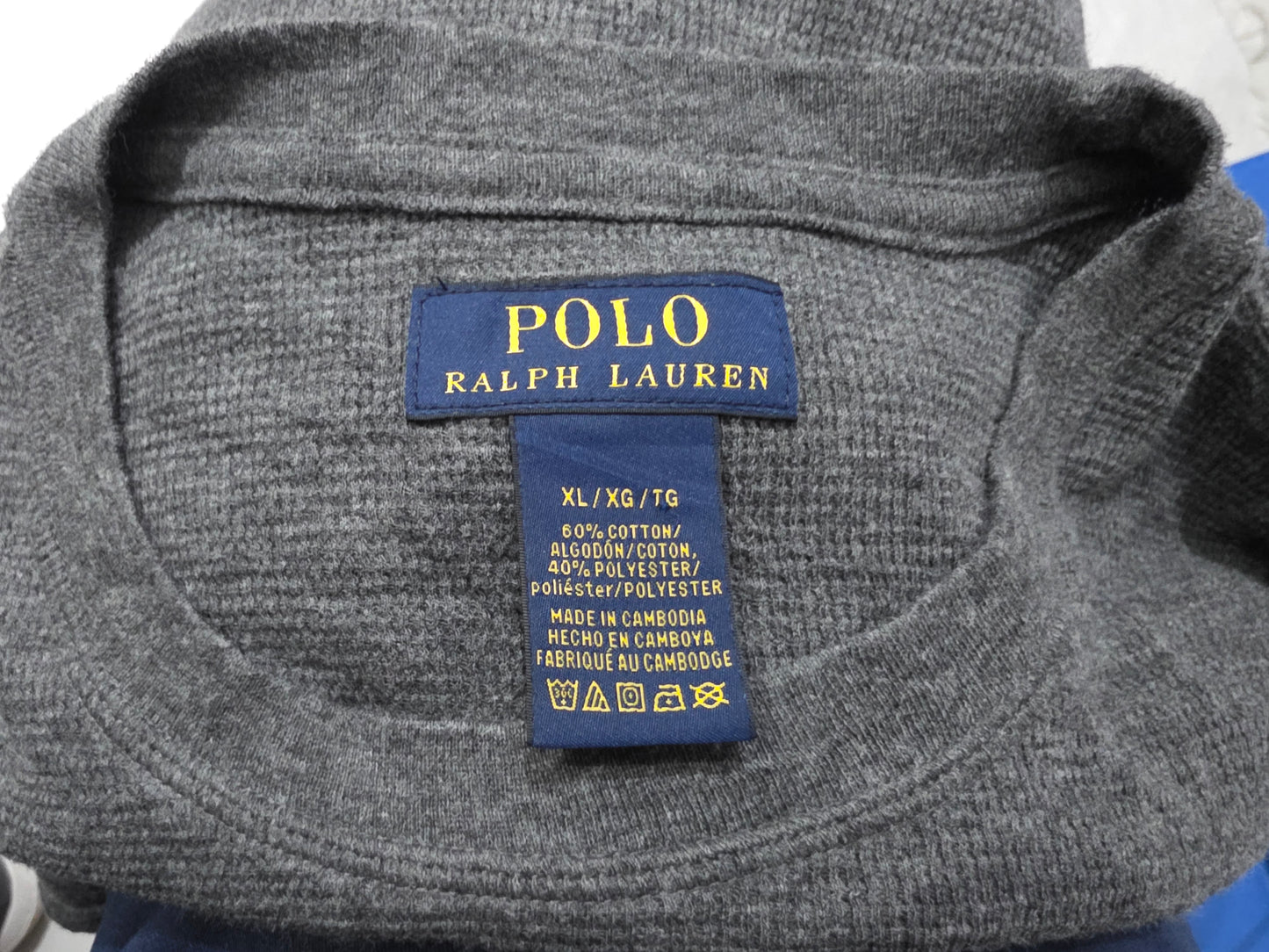 Playera Ralph Lauren Xgrande Xl Gris Pony Blanco Manga Larga