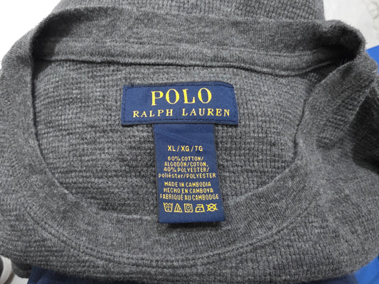 Playera Ralph Lauren Xgrande Xl Gris Pony Blanco Manga Larga