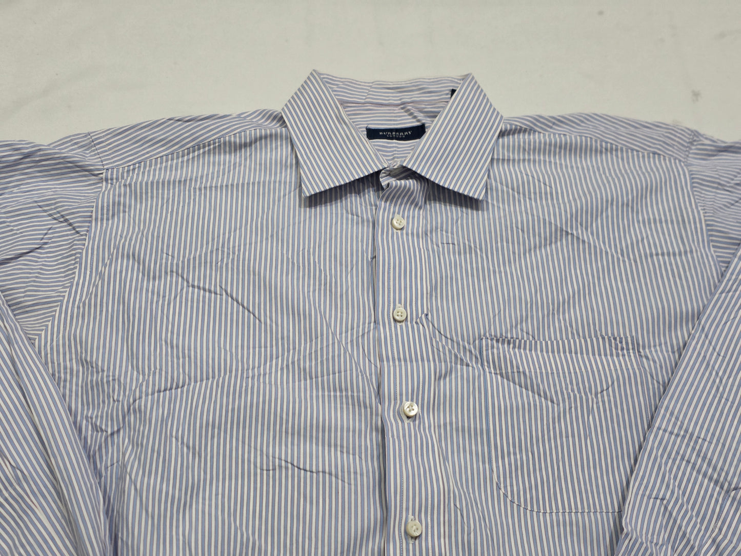 Camisa Burberry Xgrande Xl Azul Y Blanco Lineas