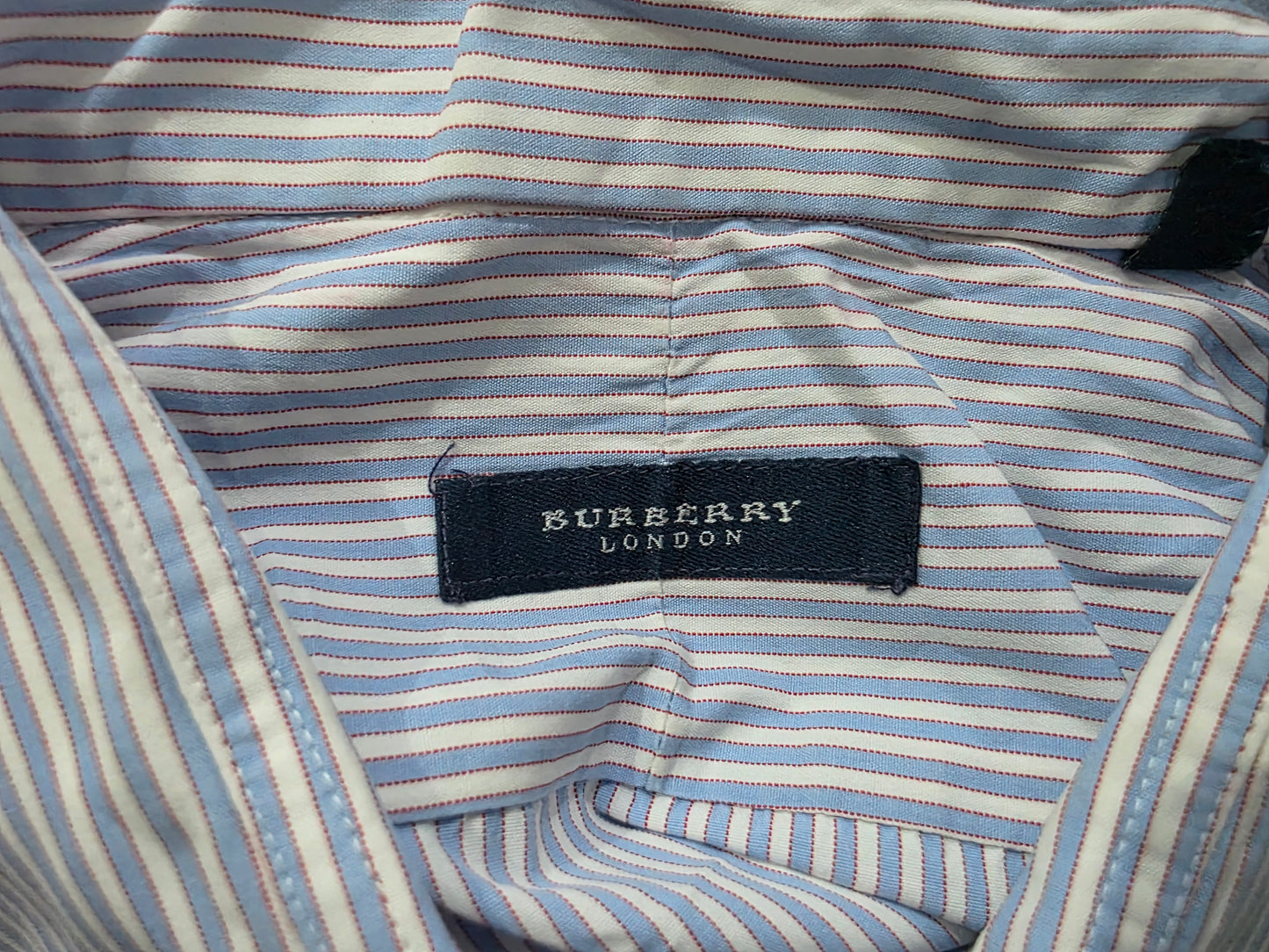 Camisa Burberry Xgrande Xl Azul Y Blanco Lineas
