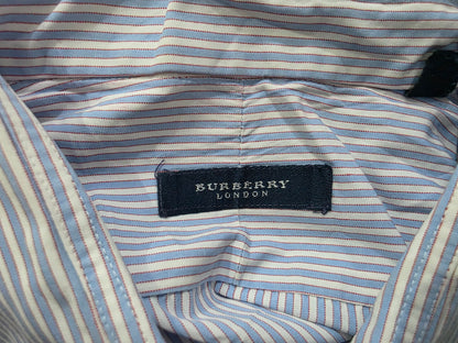 Camisa Burberry Xgrande Xl Azul Y Blanco Lineas
