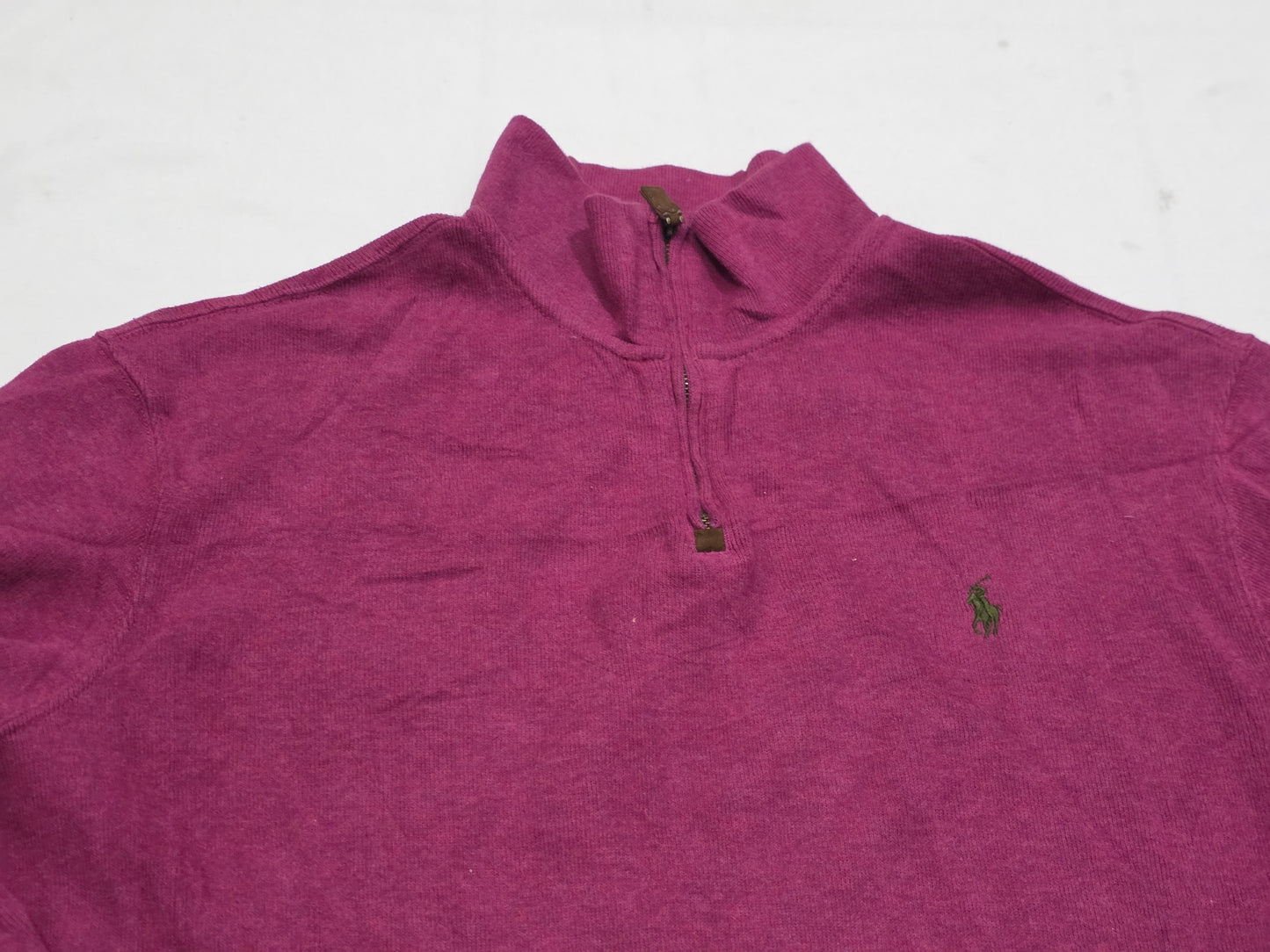 Sueter Ralph Lauren Xgrande Xl Vino Pony Verde Cierre Corto