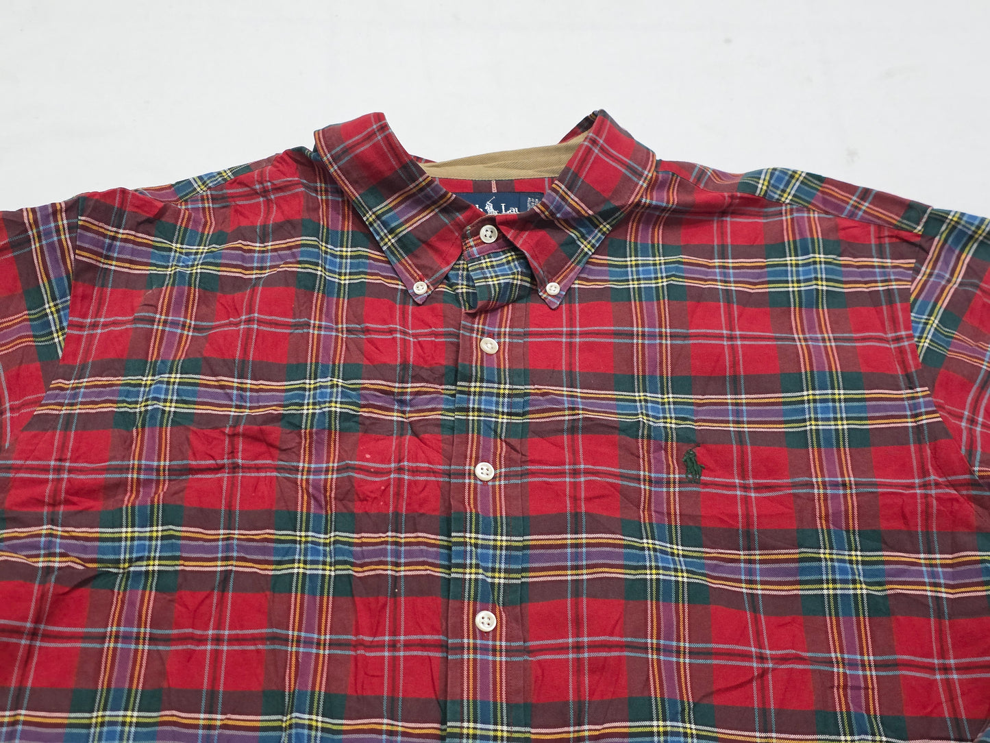 Camisa Ralph Lauren 2xl Rojo Y Verde Cuadro Pony Verde