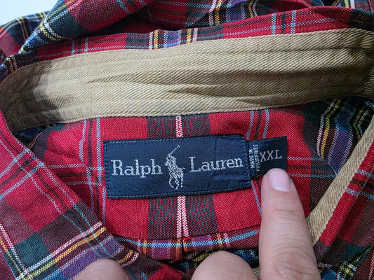 Camisa Ralph Lauren 2xl Rojo Y Verde Cuadro Pony Verde