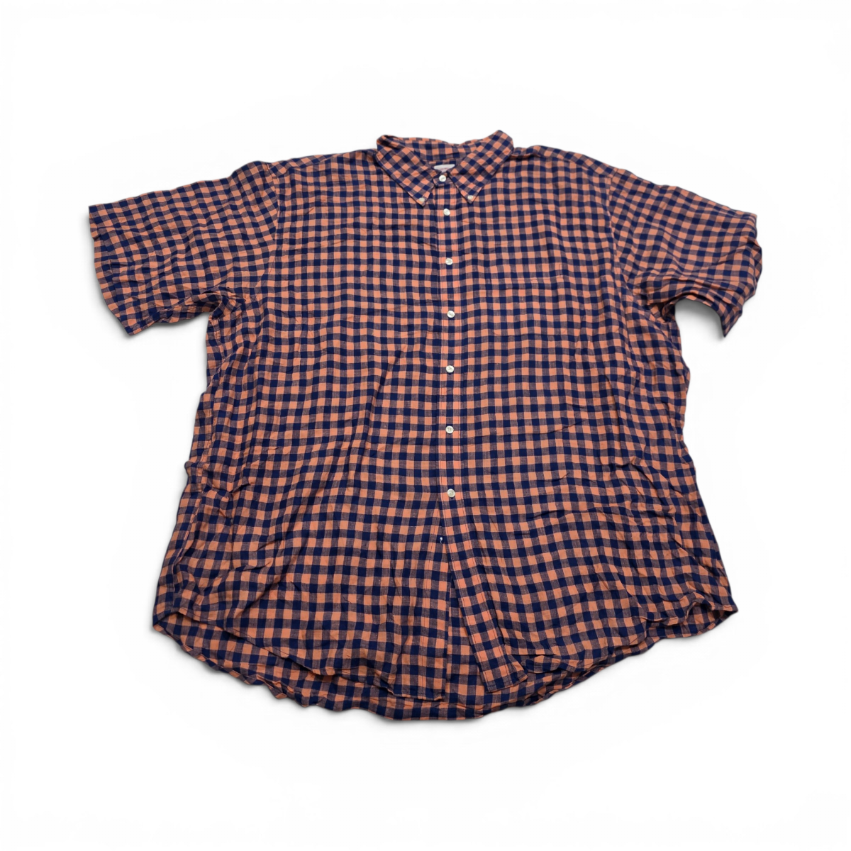 Camisa Brooks Brothers 2xl Cuadro Naranja Y Azul Manga Corta