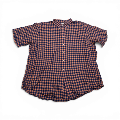 Camisa Brooks Brothers 2xl Cuadro Naranja Y Azul Manga Corta