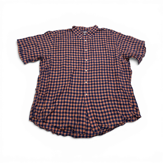 Camisa Brooks Brothers 2xl Cuadro Naranja Y Azul Manga Corta