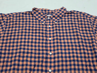Camisa Brooks Brothers 2xl Cuadro Naranja Y Azul Manga Corta