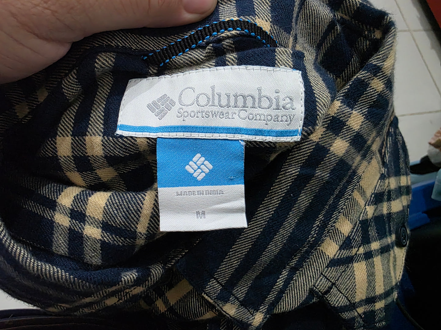Camisa Columbia Mediana M Cuadro Azul Y Cafe