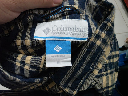 Camisa Columbia Mediana M Cuadro Azul Y Cafe