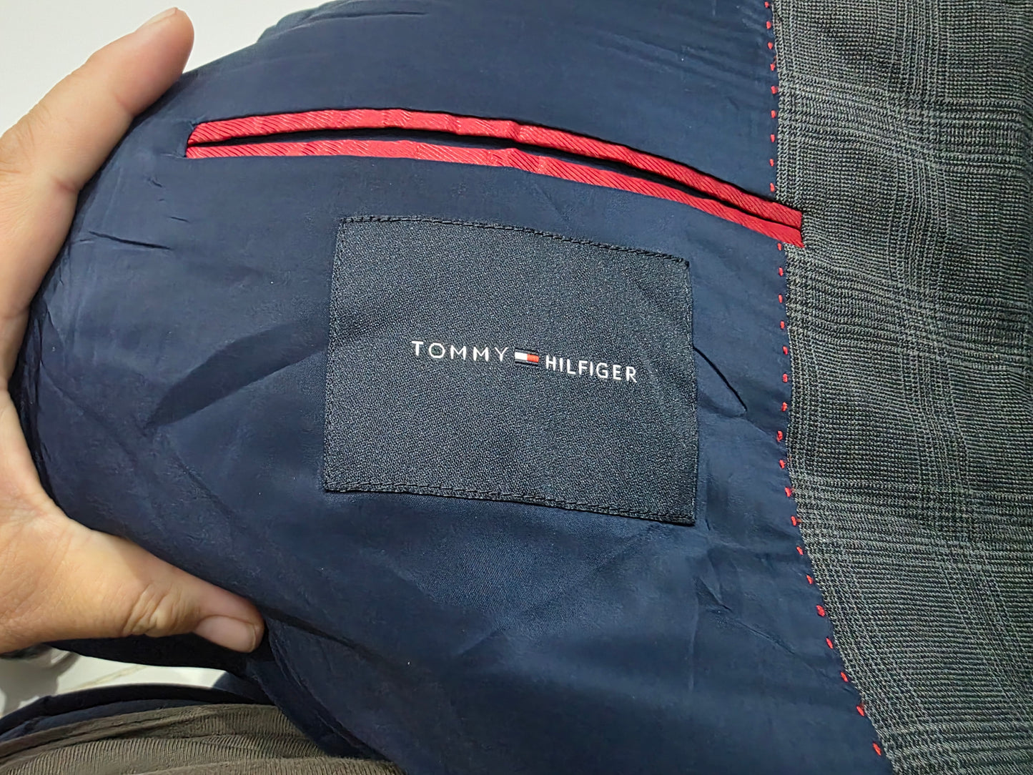 Saco Tommy Hilfiger Talla 42l Cuadro Gris