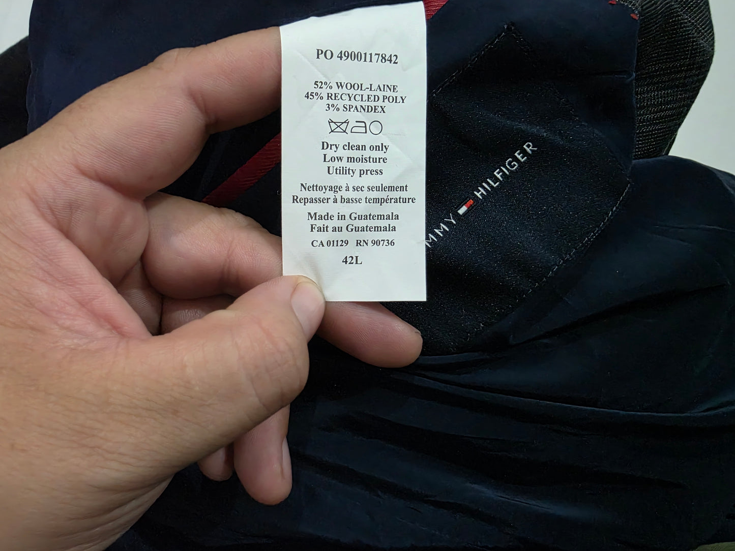 Saco Tommy Hilfiger Talla 42l Cuadro Gris