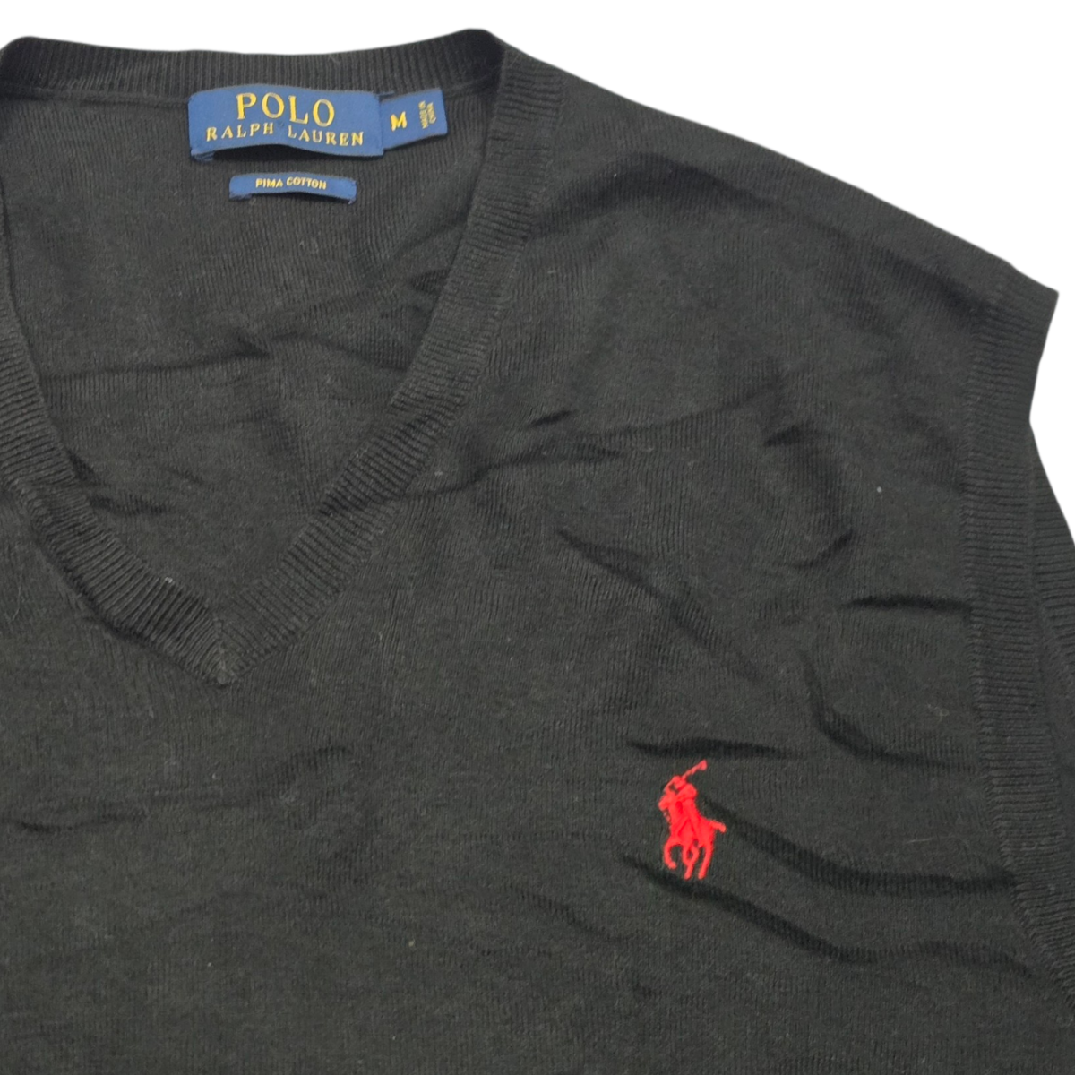 Chaleco Ralph Lauren Mediana M Negro Pony Rojo