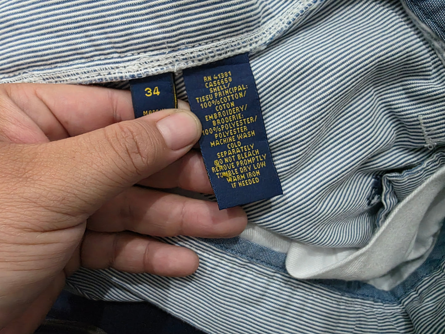 Bermuda Ralph Lauren Talla 34 Azul Lineas Ponys