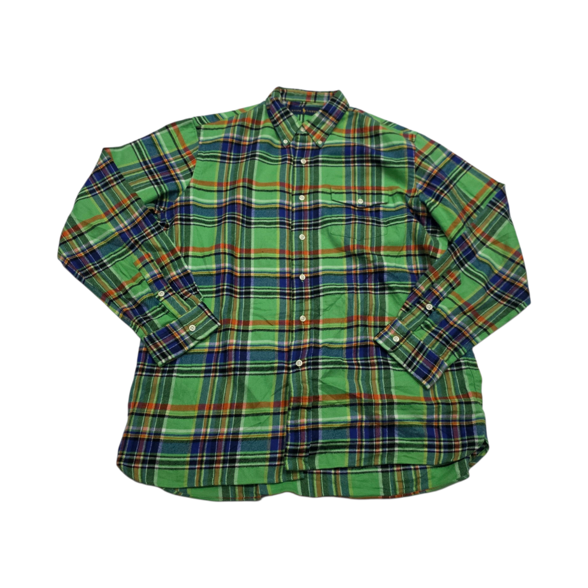 Camisa Ralph Lauren Grande L Verde Lineas Colores Franela
