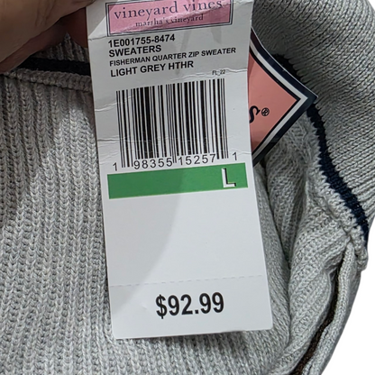 Sueter Vineyard Vines Grande L Gris Medio Cierre