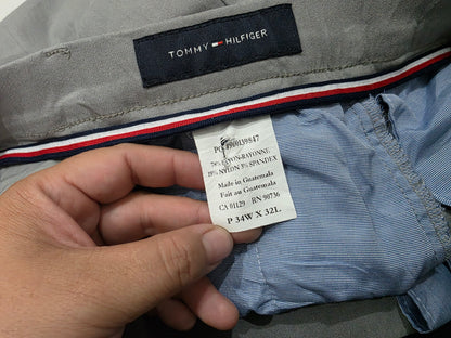 Pantalon Recto Tommy Hilfiger 34x32 Stretch Gris
