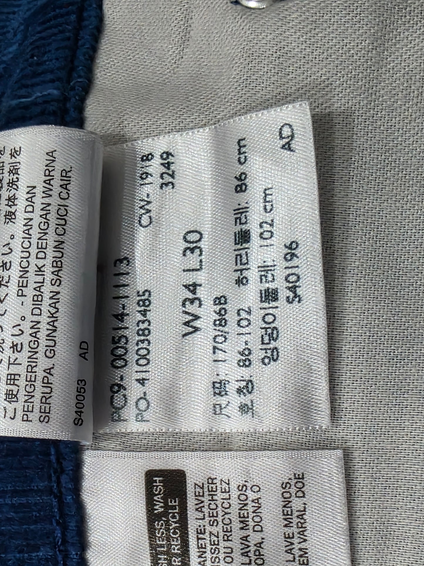 Pantalon Recto Levis 514 34x30 Azul Pana