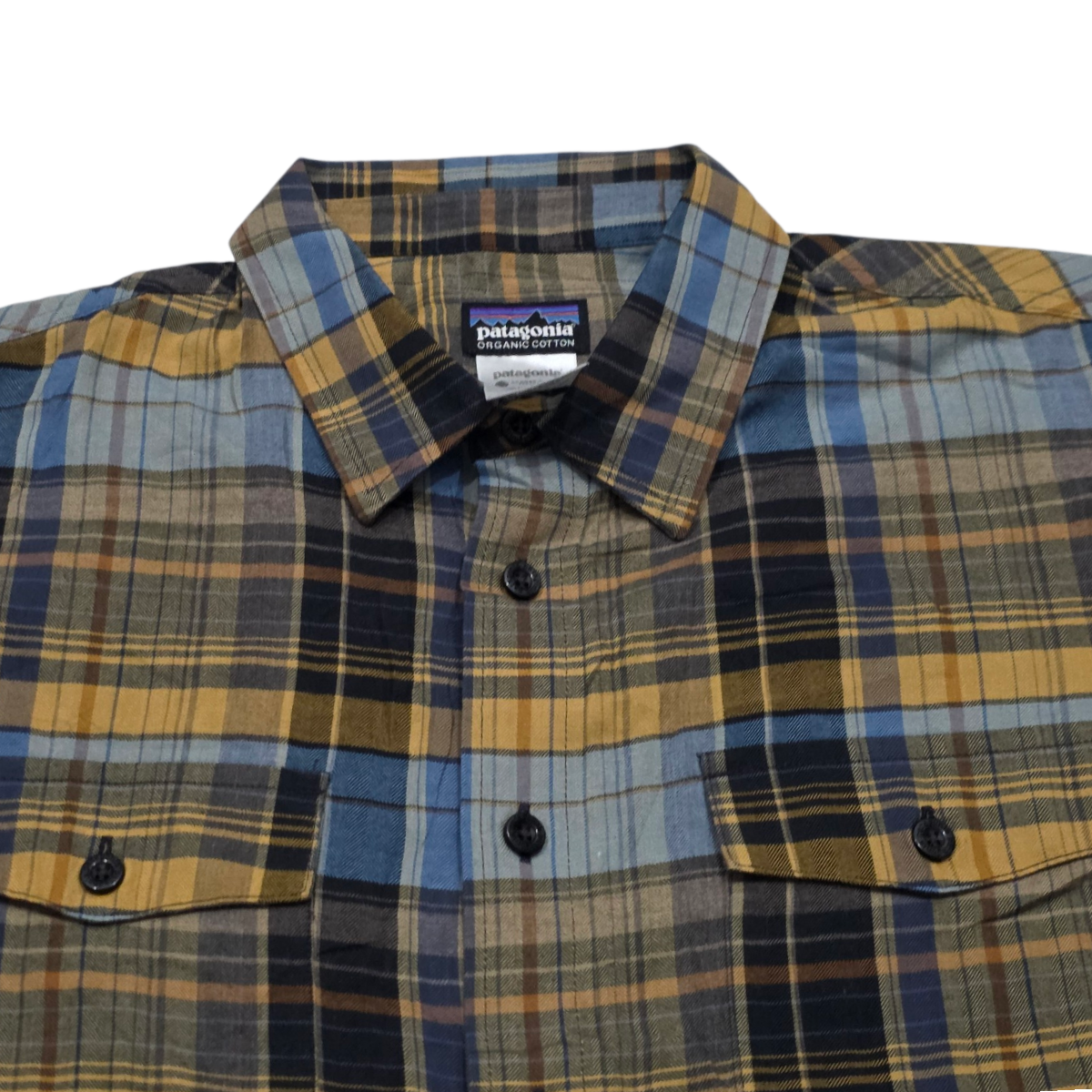 Camisa Patagonia Mediana M Azul Naranja Cuadro